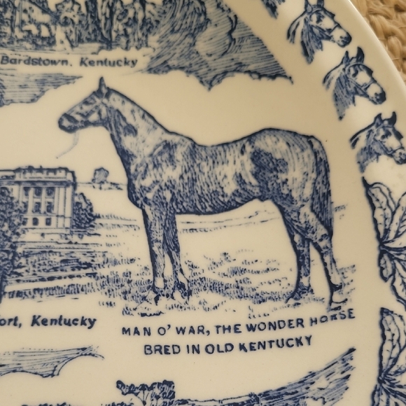 Rare *Vernon Kilns Blue and White Kentucky Scenic Plate - Picture 3 of 5